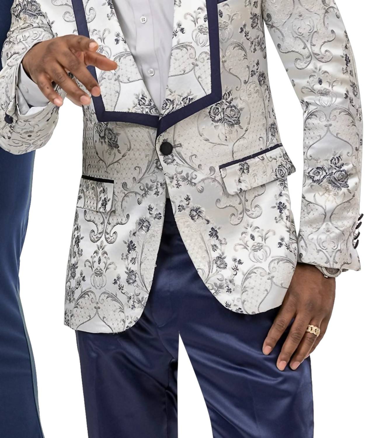 Kent & Park Men's Fashion Blazer With Matching Bowtie in blue - men's jacket - alternate view