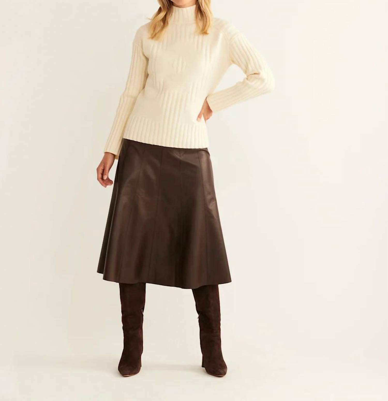PENDLETON Oversized Mock Neck Sweater in ivory - women's sweater - detail view
