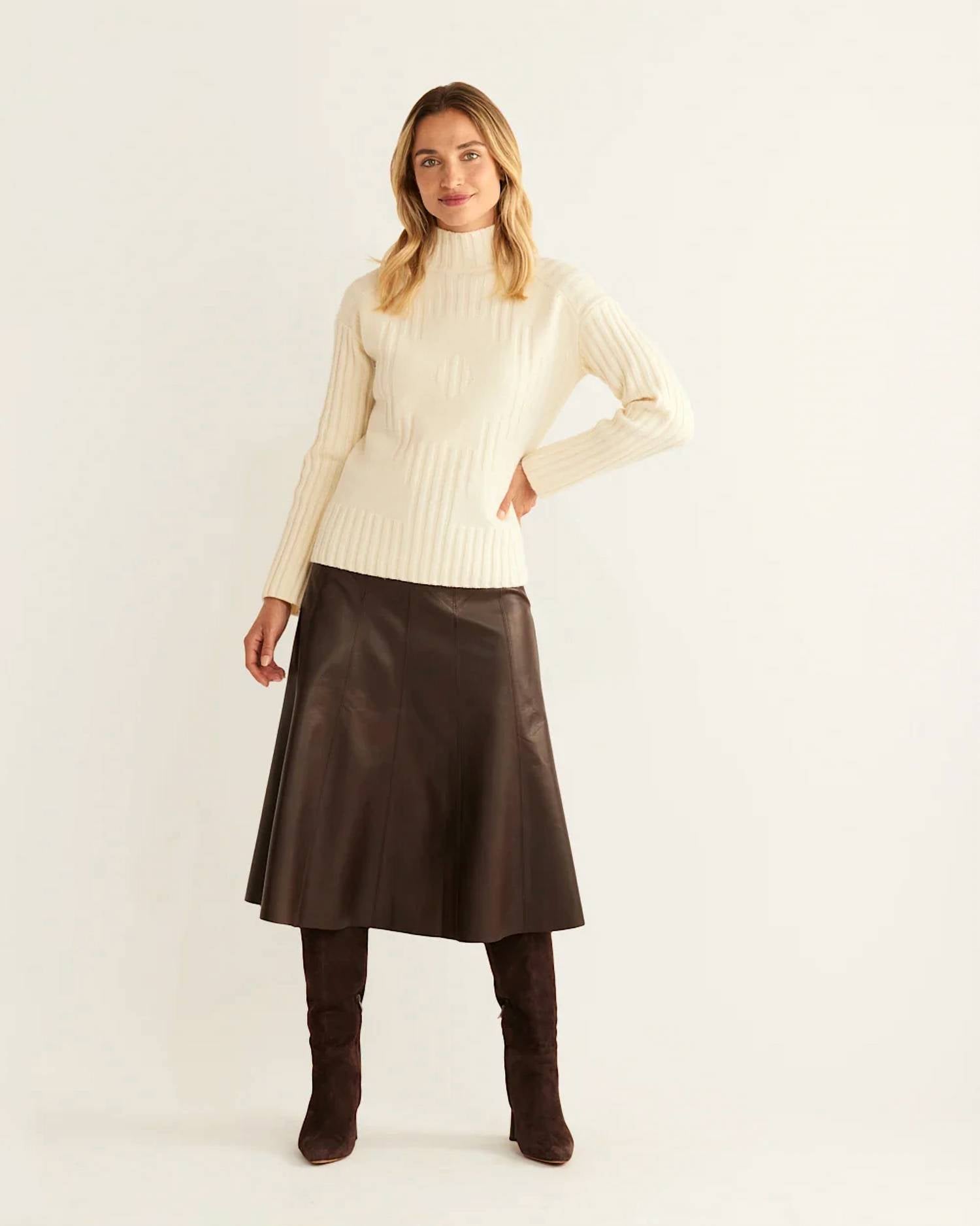 PENDLETON Oversized Mock Neck Sweater in ivory - women's sweater - alternate view