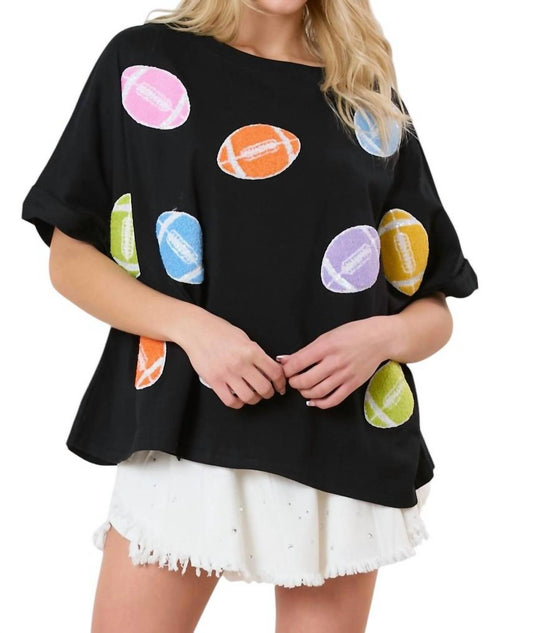 Peach Love - Football Towel & Sequins Embroidery Top