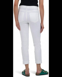 KUT FROM THE KLOTH Amy Crop Straight Leg- Roll Up Fray Jean in optic white - women's jeans - alternate view