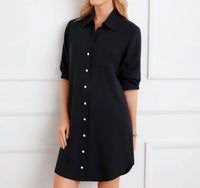 Karen Kane Ruched Sleeve Shirtdress - Petite in black - women's dress - view 4