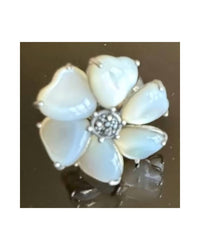 P & K Jewelry Women's Marcasite Mother Of Pearl Flower Ring in silver white - women's jewelry