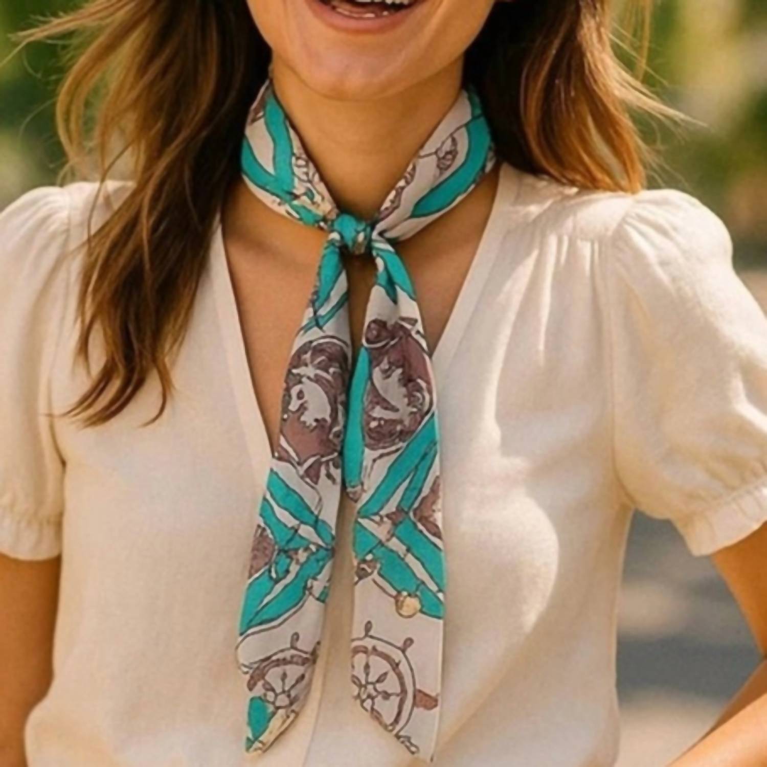 Rodeo Drive Conchos - Women's Nautical Skinny Wild Rag Scarf