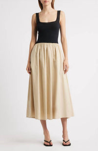 Moon River - Women's Leah Square Neck Crochet Top Mixed Dress