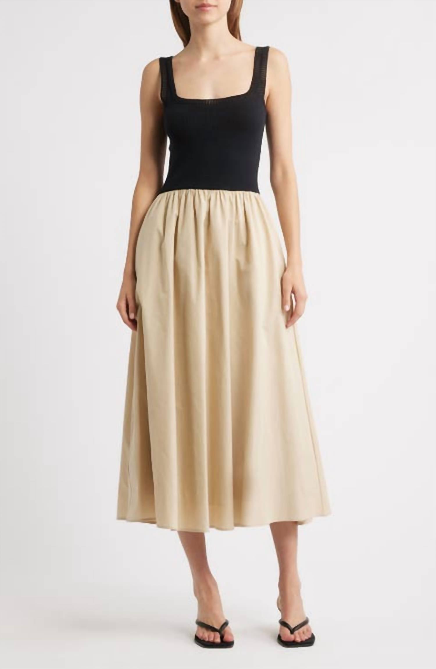 Moon River - Women's Leah Square Neck Crochet Top Mixed Dress