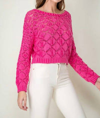 Lumiere - Diamond Knit Cropped Sweater