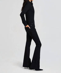 SER.O.YA Deedee Long Sleeve Flare Leg Jumpsuit in black - women's pants - detail view