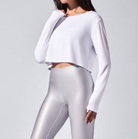 HEROINE SPORT Long Sleeve Boat Neck Top in white - women's long sleeve top