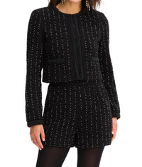 ALLISON NEW YORK BEADED RAELYNN JACKET in black - women's jacket