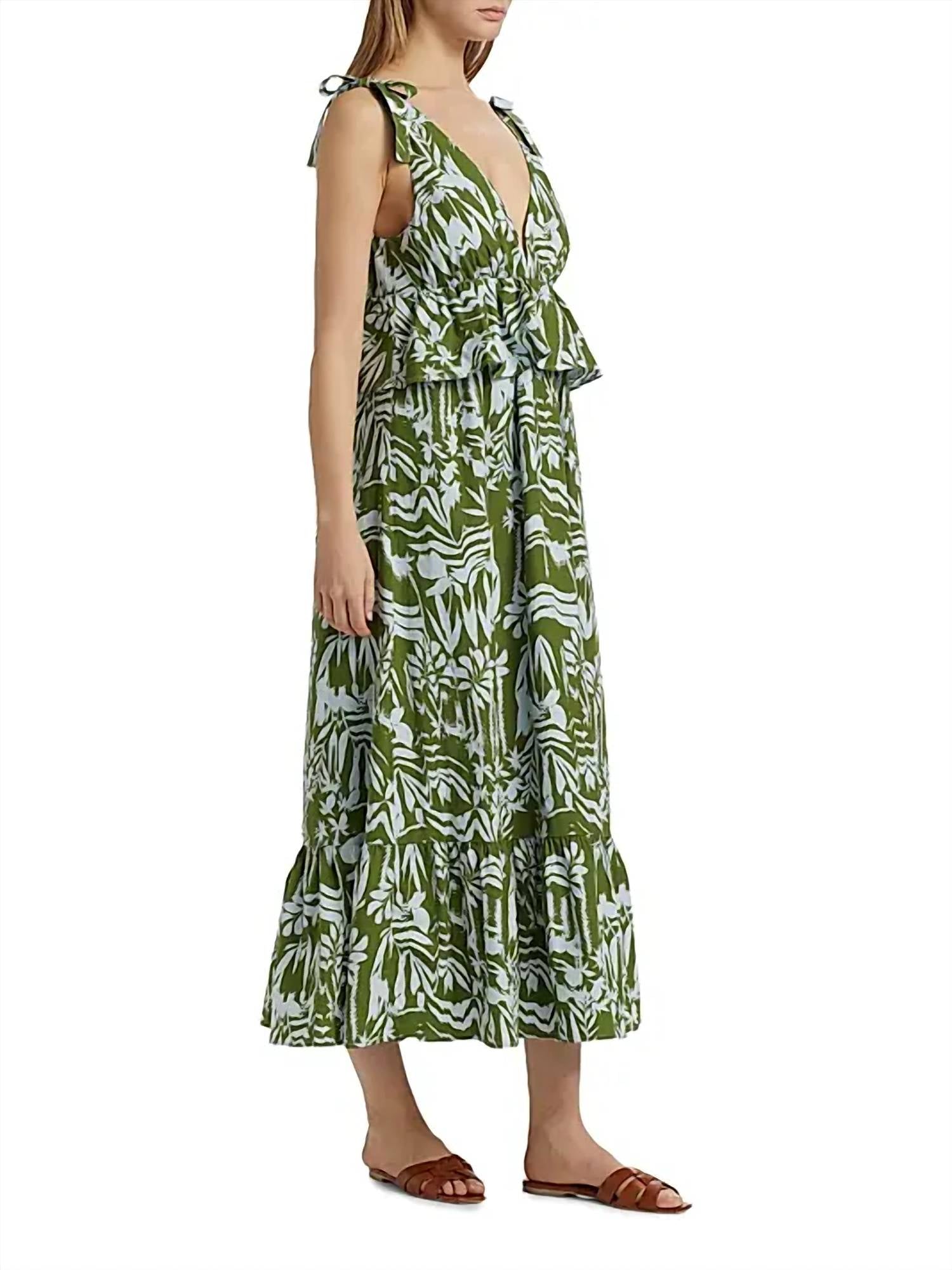 Marie Oliver - Whitley Floral Tie-shoulder Peplum Midi Dress