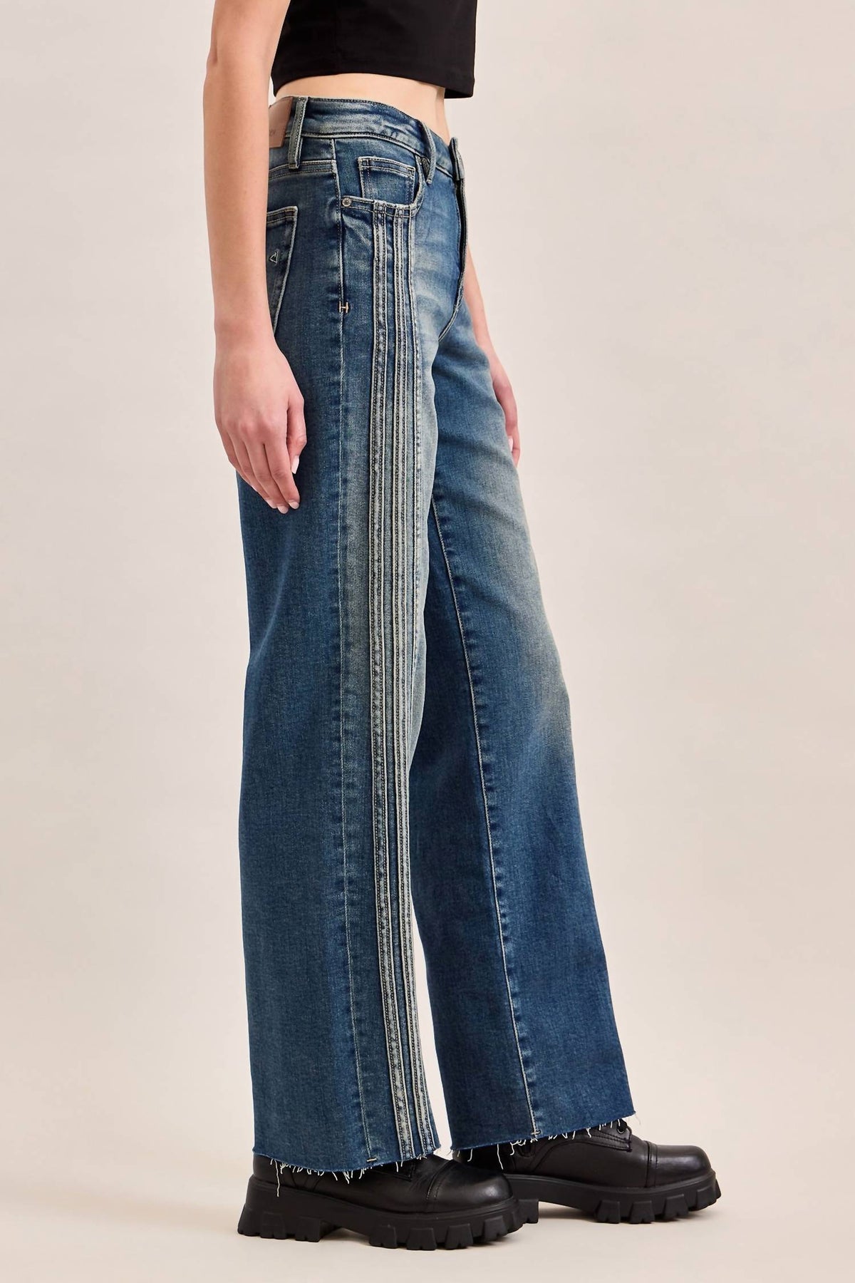 Hidden - Ella Mid-rise Classic Straight Jeans With Side Strips