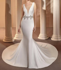 Demetrios - Crepe Plunging Sculptured Gown