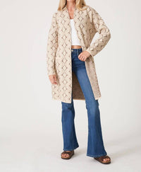 Lovestitch - Western Diamond Jacquard Belted Cardigan