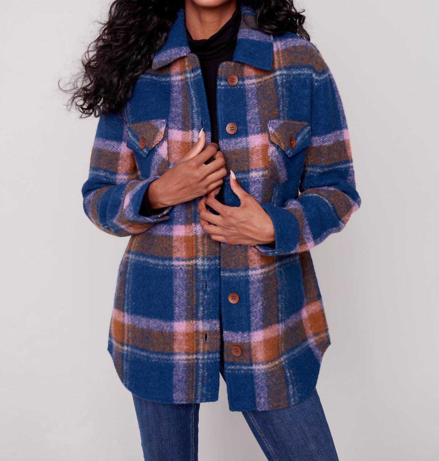 Charlie B - Long Sleeve Pockets Shirt Jacket