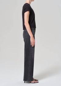 AGOLDE Harper Mid Rise Relaxed Straight Jean in hush - women's jeans - detail view