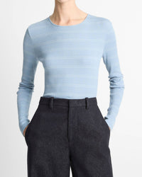Vince - Striped Ribbed Pima Cotton Long-sleeve T-shirt