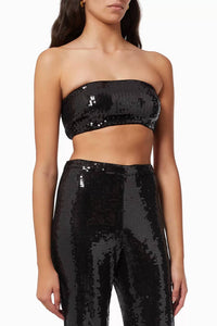 Good American - Sequin Side Zip Bandeau Top