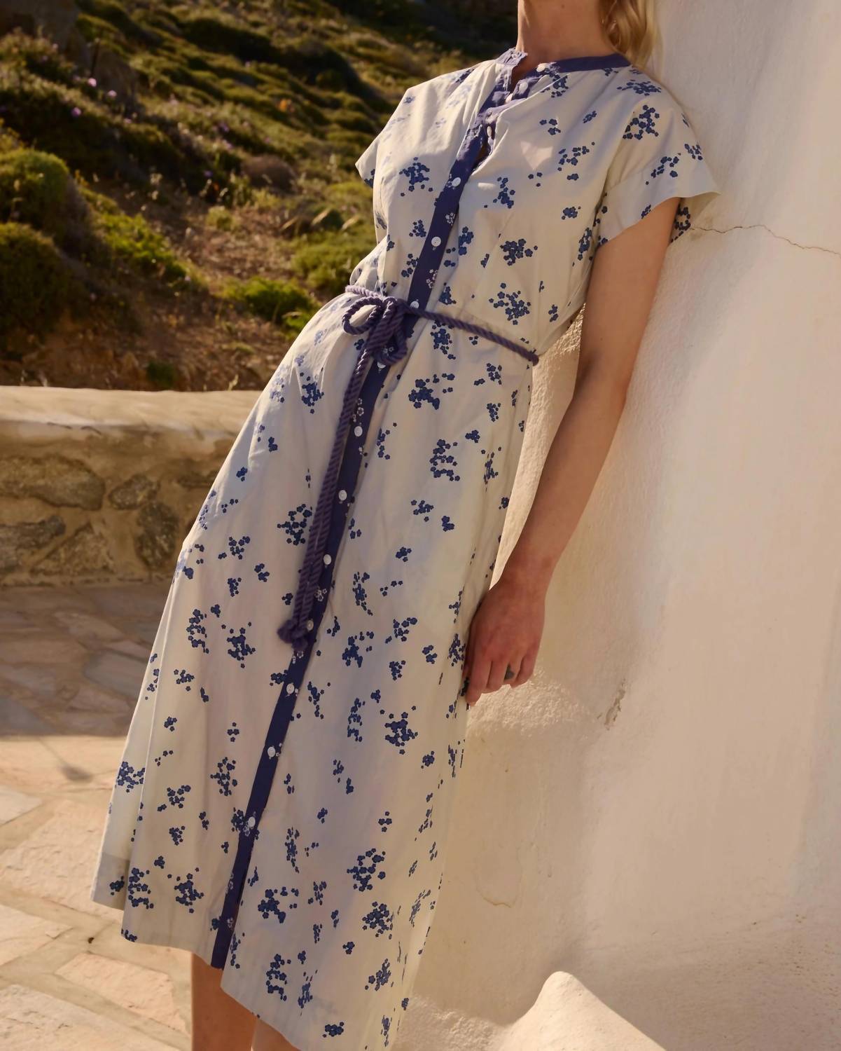 Oliphant - Cap Sleeve Shirt Midi Dress