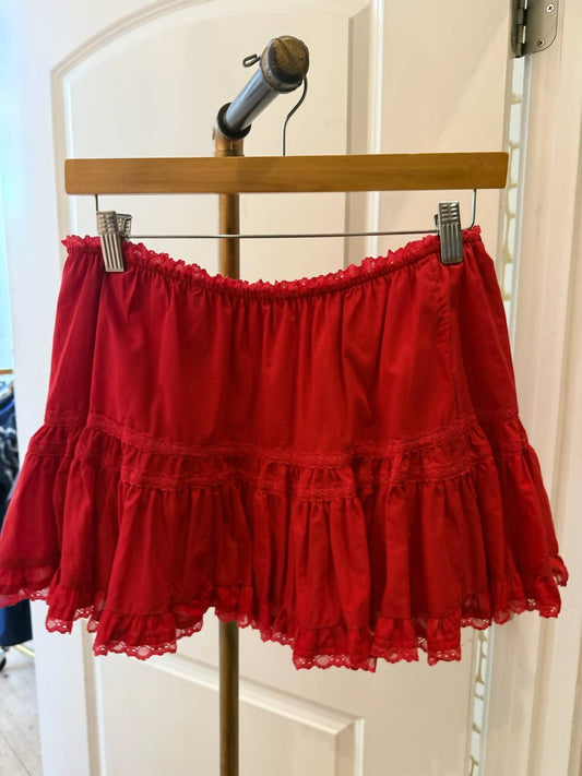 Lena - Lace Trim Detail Flare Mini Skirt