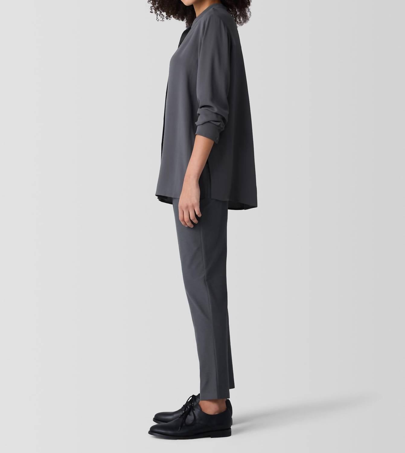 Eileen Fisher - Mandarin Collar Button-up Shirt