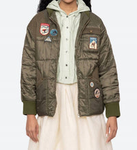 SEA Eira Quilted Puffer Jacket in olive - women's jacket