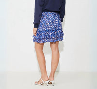 Suncoo Fancy Graphic Print Mini Skirt in blue multi - women's skirt - detail view