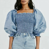 Something Navy - Smocked Puff Sleeve Top