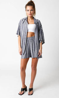 Olivaceous - Olivia Short Sleeve Button Down Top