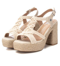 Xti WOMEN'S HEELED JUTE PLATFORM SANDALS in ice - women's shoe - alternate view