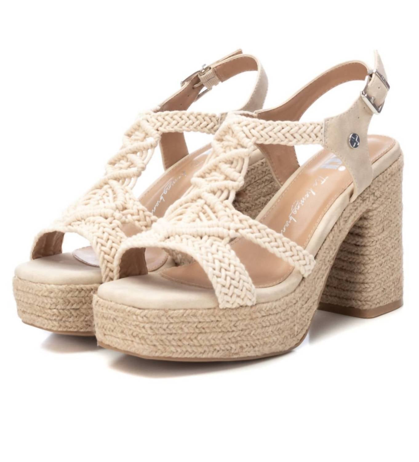 Xti WOMEN'S HEELED JUTE PLATFORM SANDALS in ice - women's shoe - alternate view