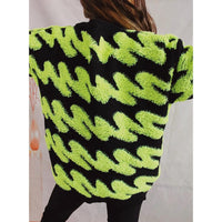 HIDDEN Striped Flocked Pullover Sweater in lime - women's sweater - detail view