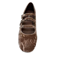 Jeffrey Campbell Women's Marcie Mary-jane Pump in brown crushed velvet - women's heels - detail view
