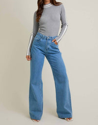 Le Lis - Mock Neck Long Sleeve Ribbed Bodysuit