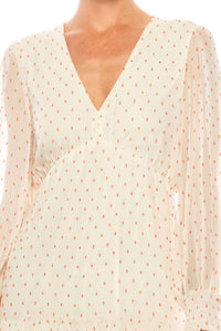 Maison Tara - Dot Print Long Sleeve Tiered Maxi Dress