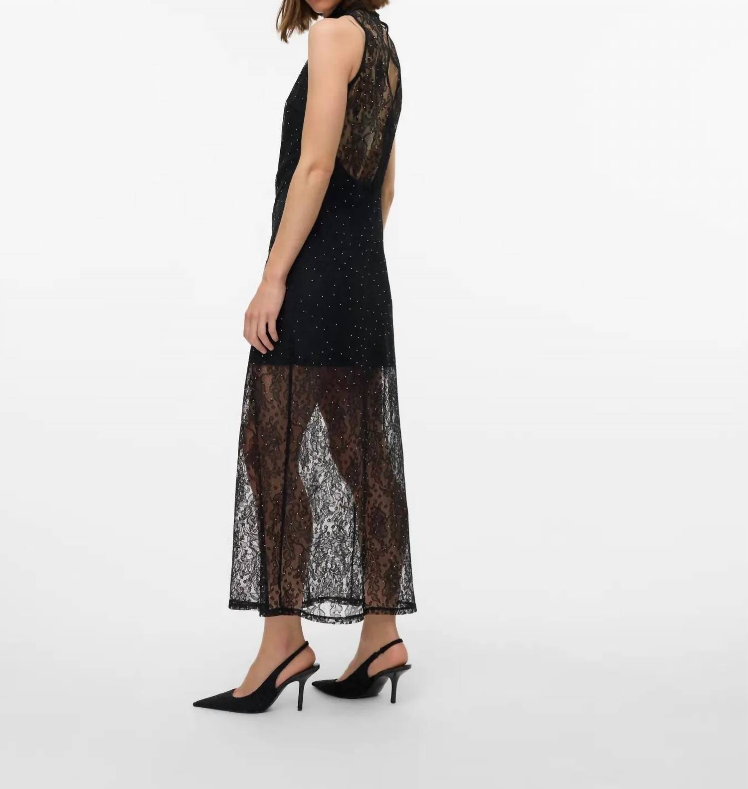 VERO MODA Manja Sleeveless High Neck Maxi Dress in black - women's dress - alternate view
