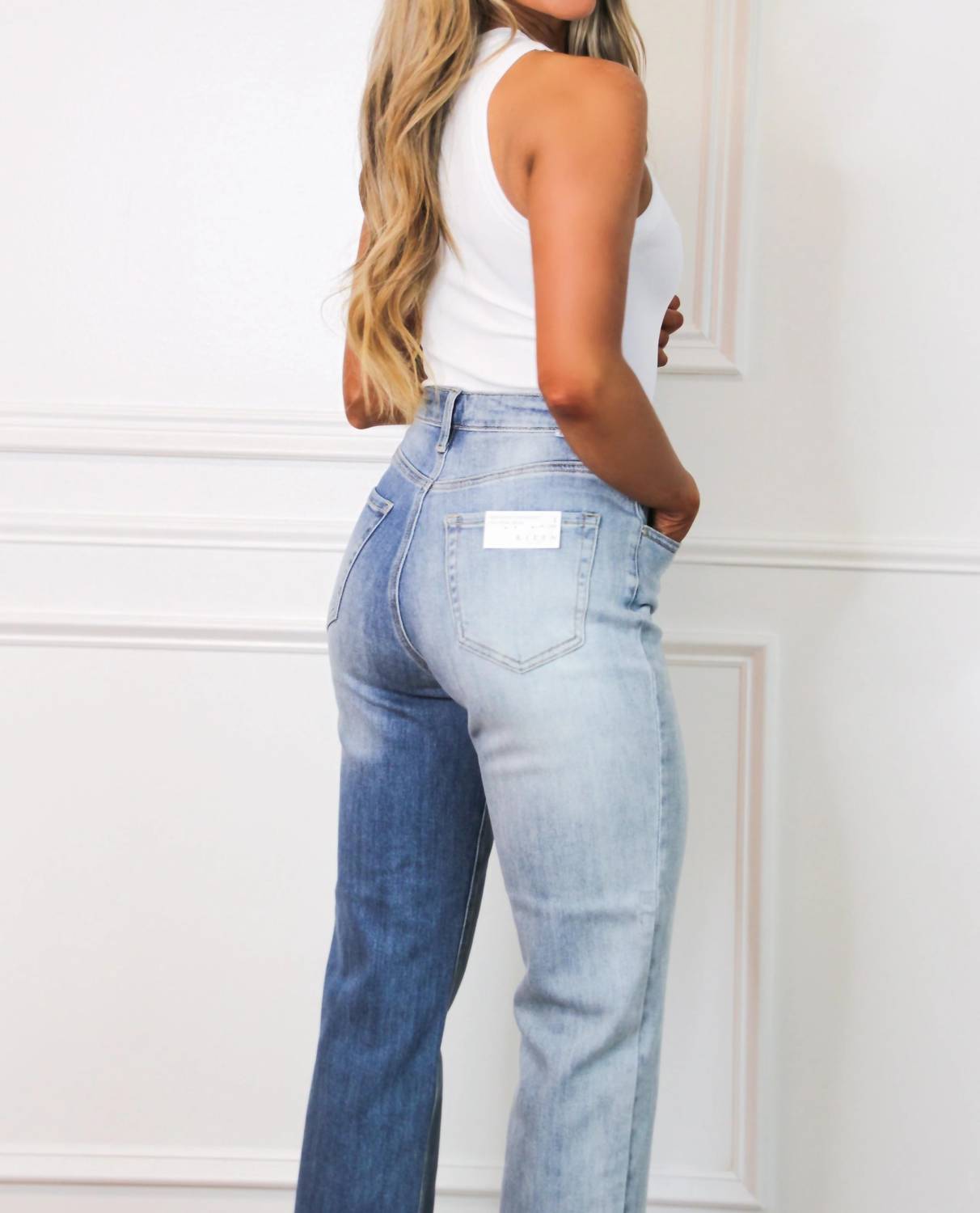 Risen - Trend Spin Two Tone Cross-over Straight Jeans
