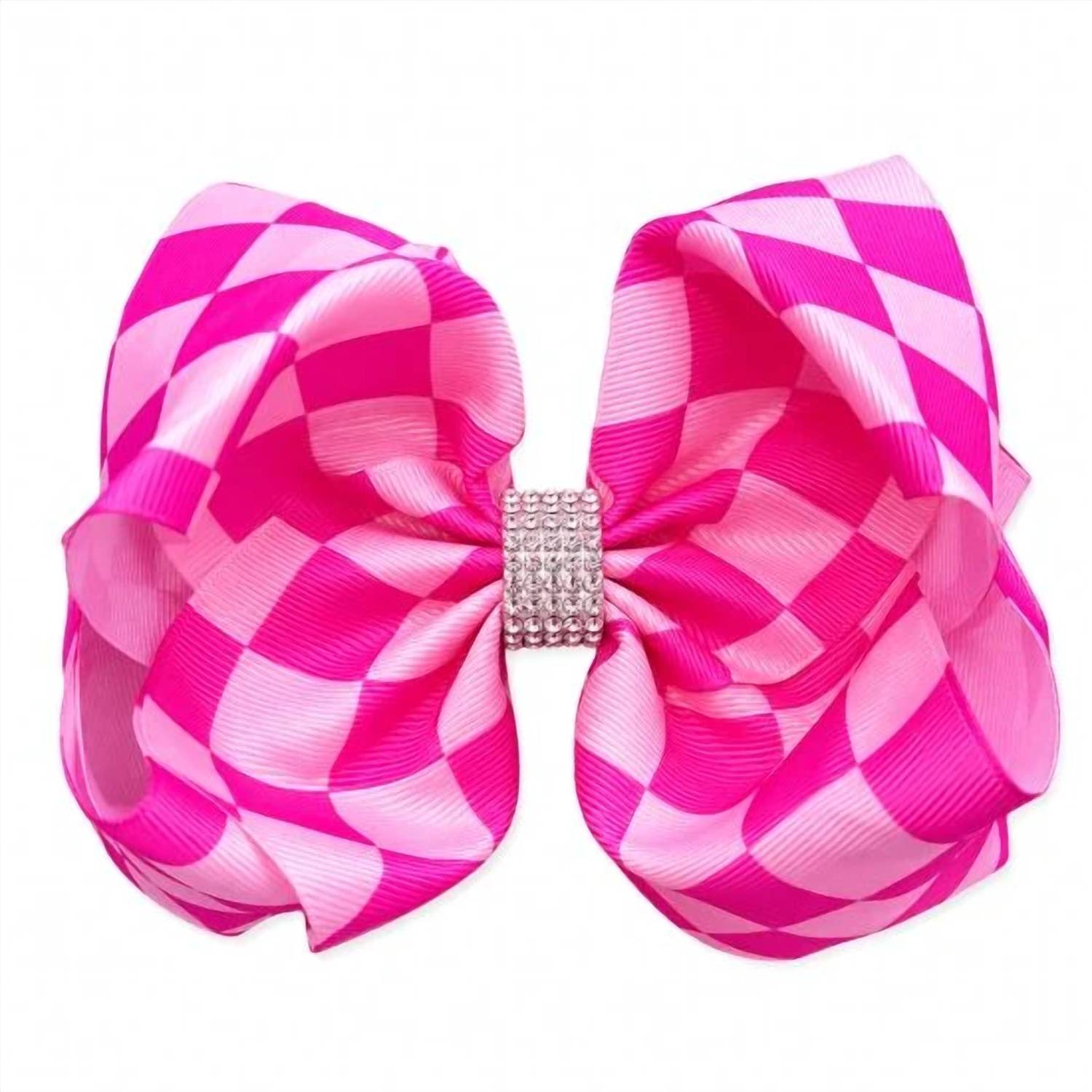 Kidscharm - Girls Checkered Double Layer Rhinestone Hair Bow