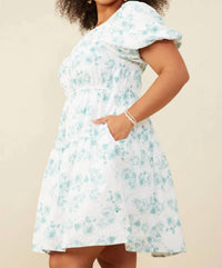 Hayden La - Textured Puff Sleeve Floral Dress