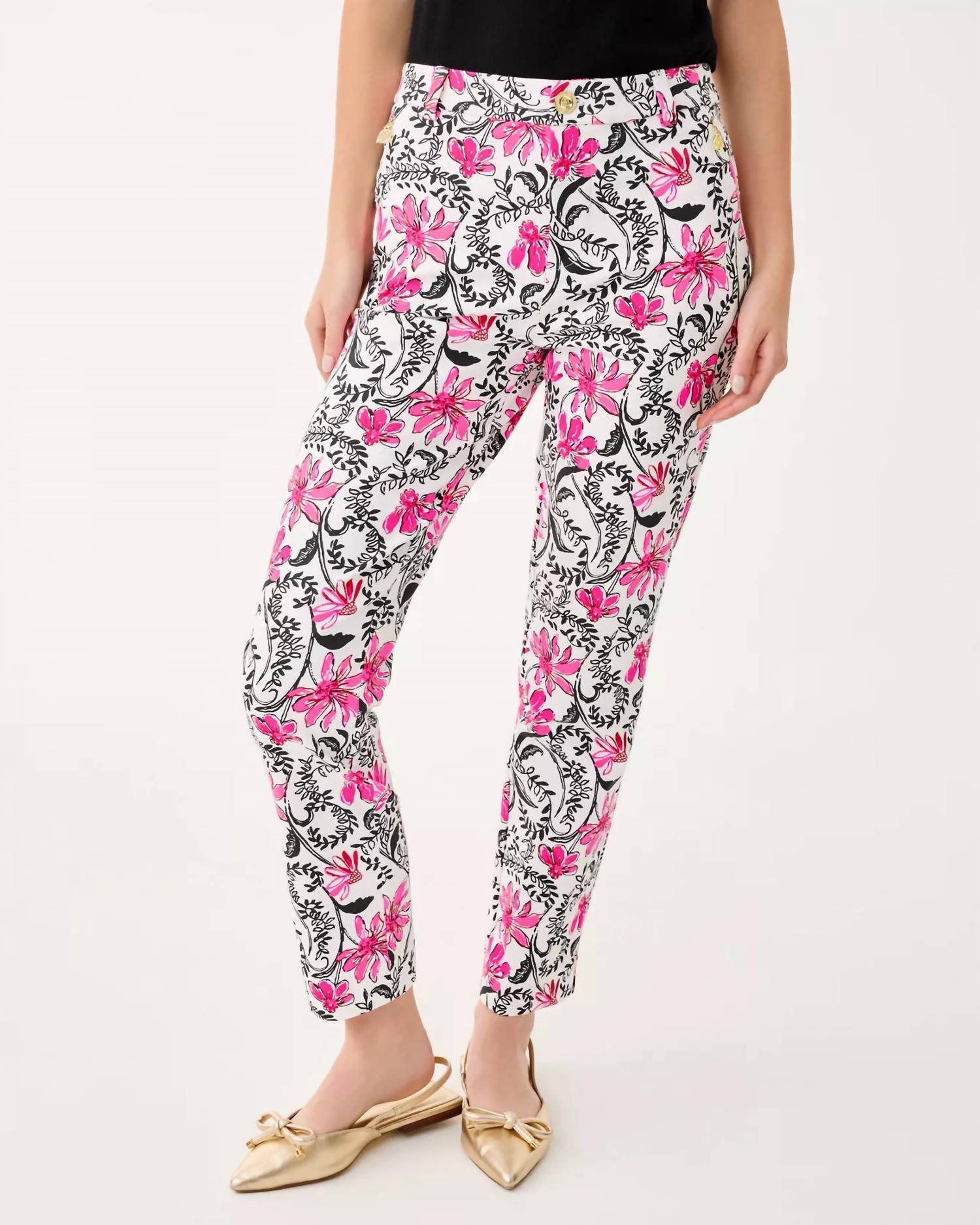 Lilly Pulitzer Ana High Rise Pants in coconut sunshine seekers - women's pants - alternate view