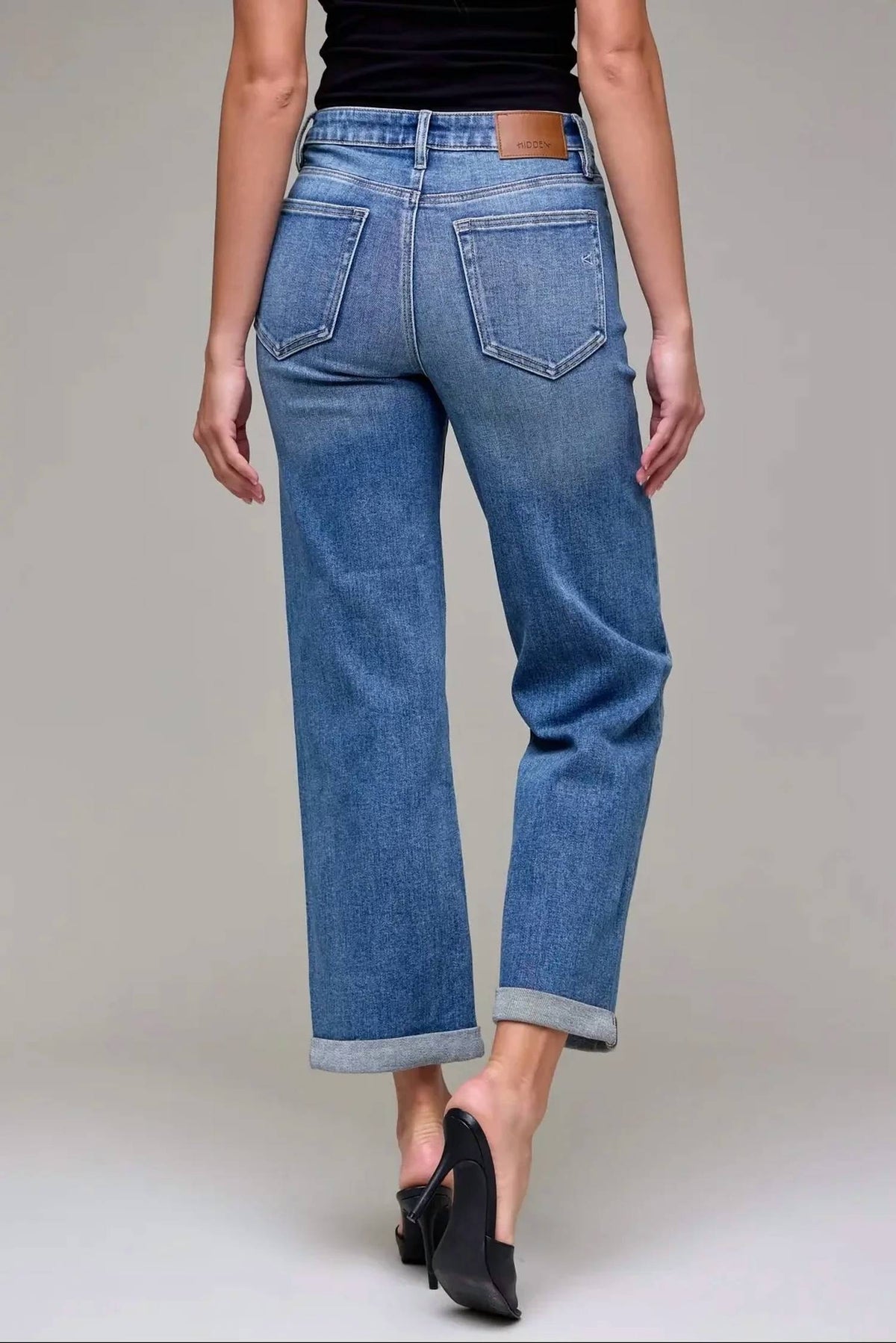 Hidden - Double Cuffed High Rise Jeans