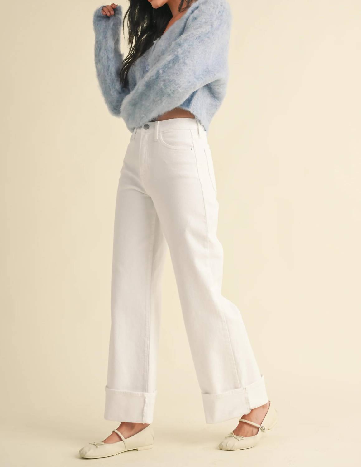 Just Black Denim - Cuffed Palazzo Jeans