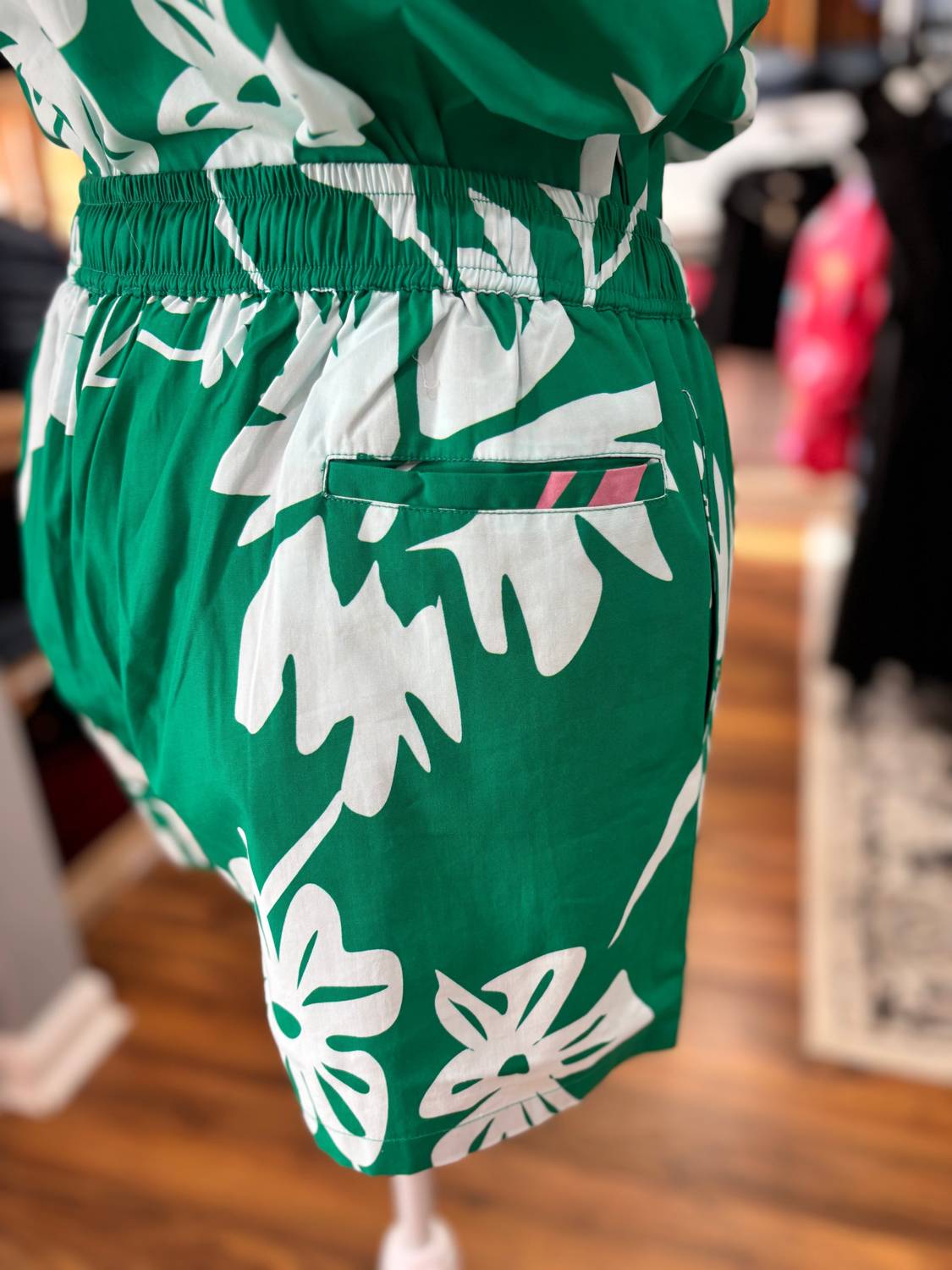 maude vivante Women's Liz Short in mint flora - women's shorts - detail view