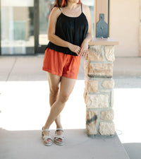 She + Sky - Rounded Sweep Satin Cami Top
