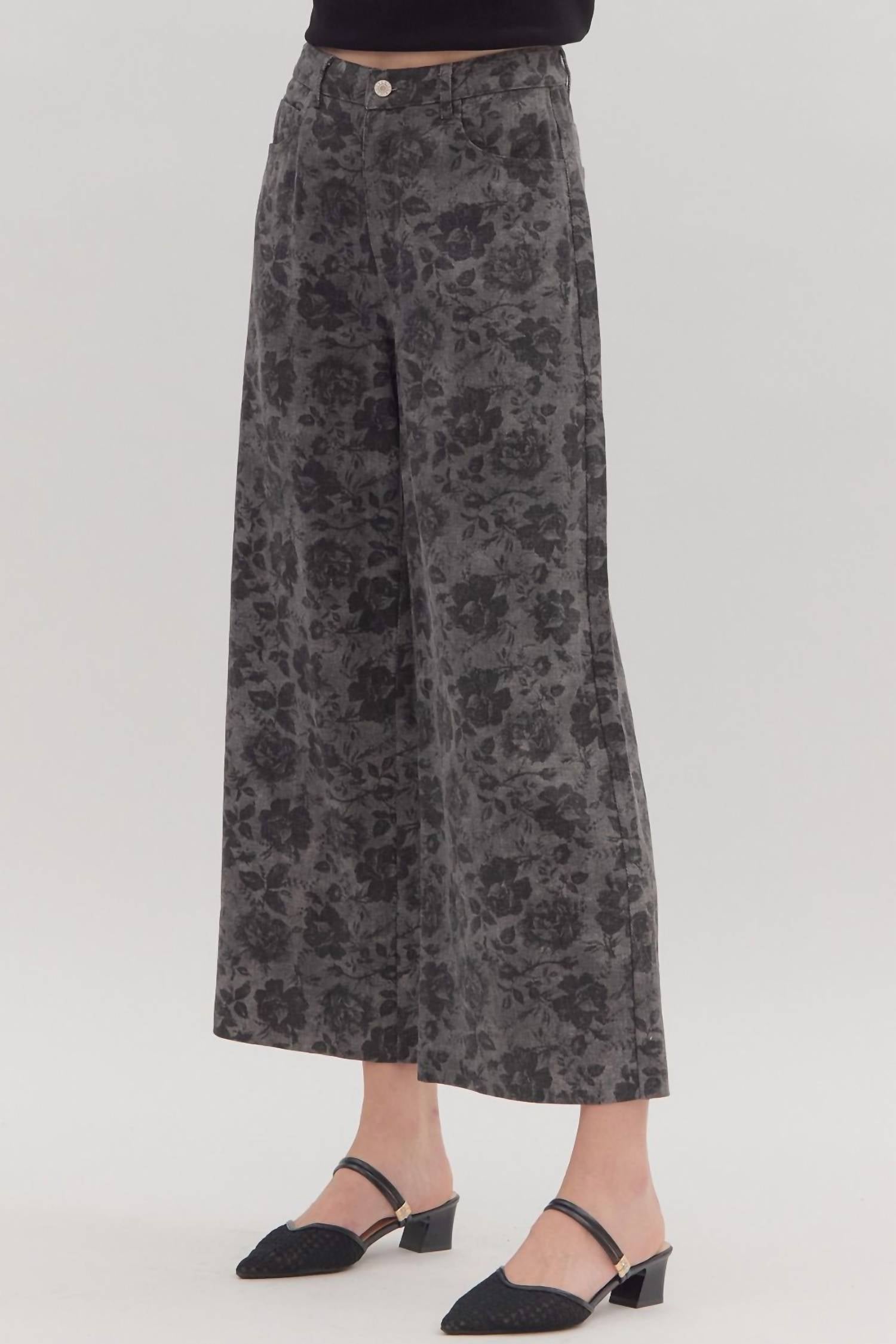 entro Midnight Bloom Pants in charcoal - women's pants - detail view