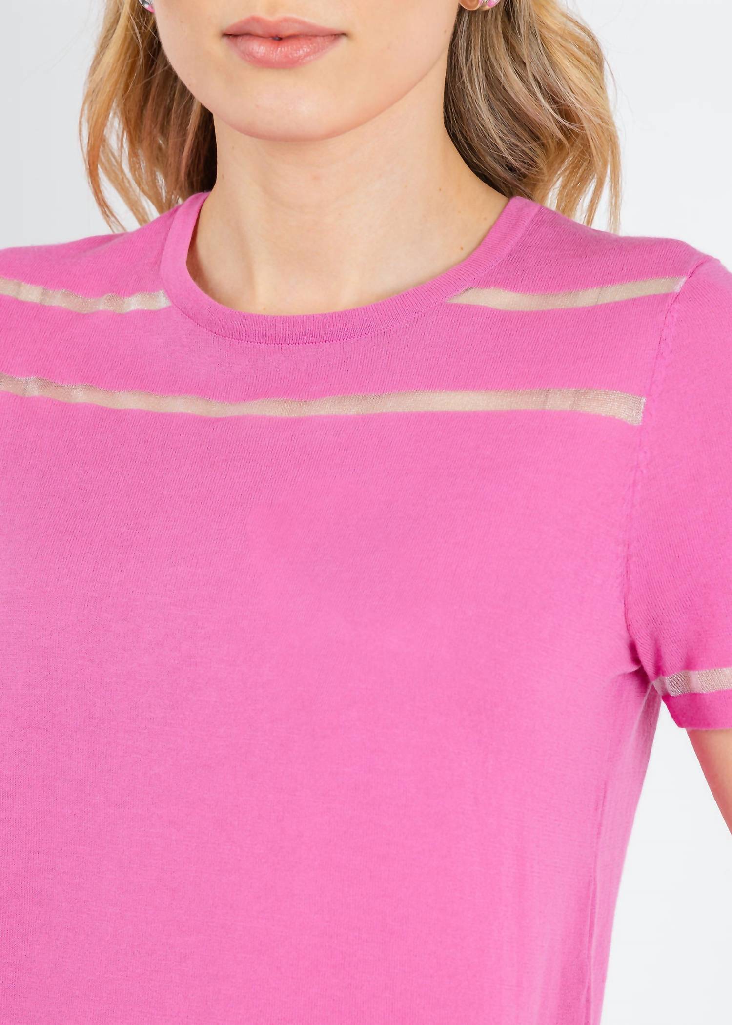 Peace Of Cloth - Sheer Stripe Short Sleeve Crew Top
