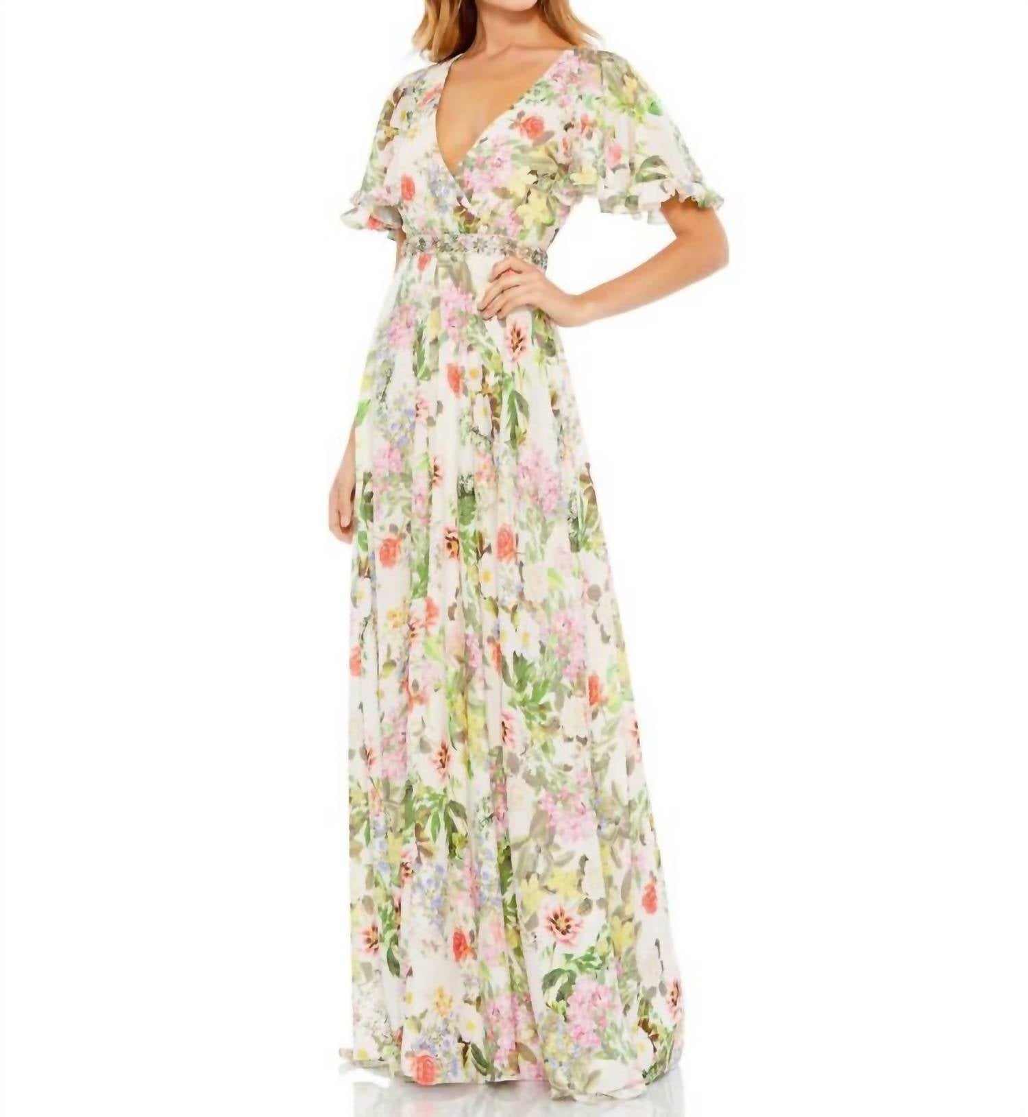 Mac Duggal - Flutter Sleeve Gown