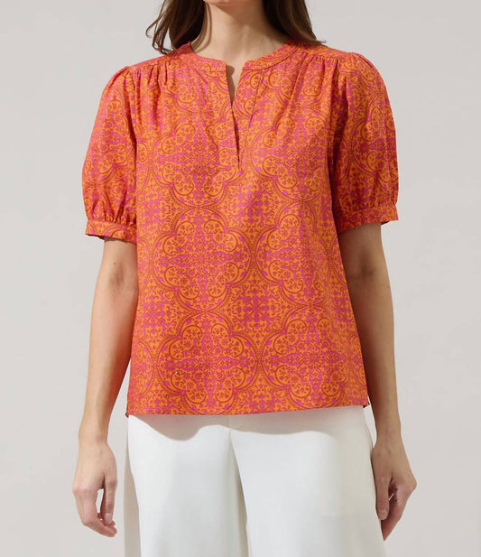 Sugarlips - Debary Floral Neli Split Neck Top
