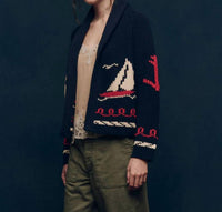 The Great. - Sailboat Open Front Cardigan
