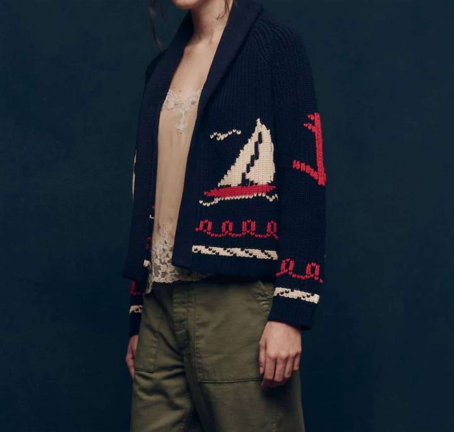 The Great. - Sailboat Open Front Cardigan